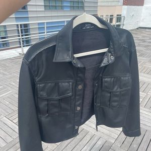 Bershka leather cropped jacket
